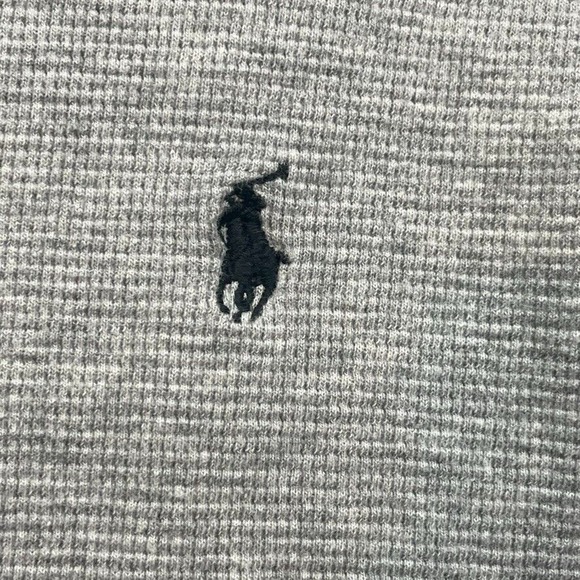 Polo Ralph Lauren Shirt Mens Large Gray Sleepwear Thermal Waffle Knit Pony Crew - Picture 5 of 10